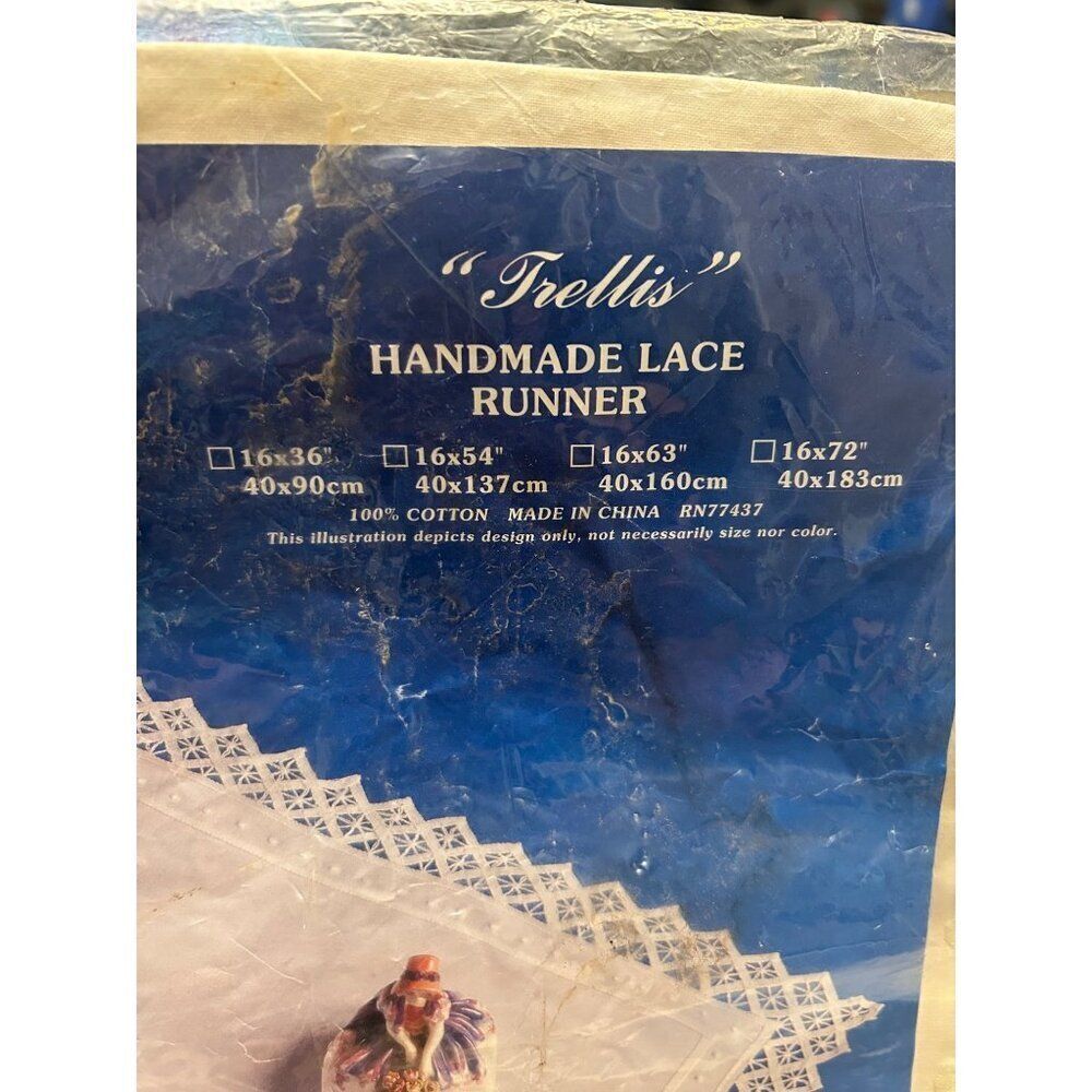 Orem Handmade Lace Table Runner Trellis Design 16x63" Cream 100% Cotton